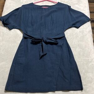 ASTR Blue Linen & Cotton Dress